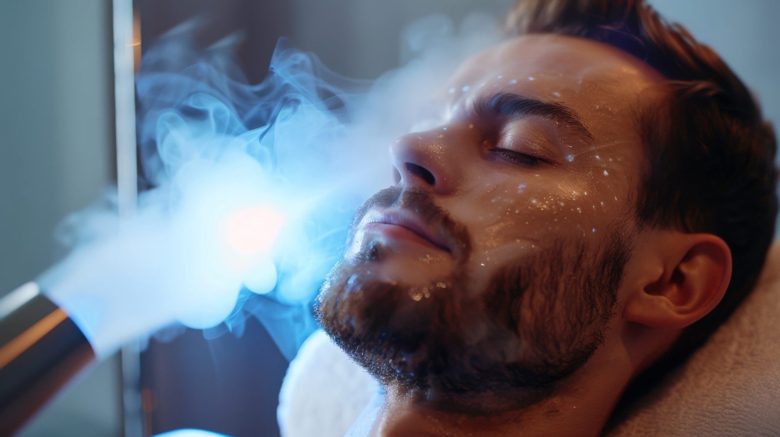 Man Receiving Cryotherapy Facial Treatment